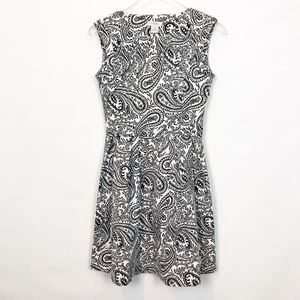 Sfera Black & White Paisley Fit Flare Knit Dress S